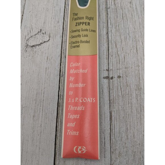 Vintage J&P Coats Neck Opening Metal Zipper 22" Forest Green 61-A - Picture 3 of 4